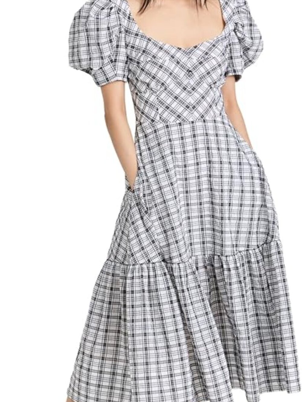 Tanya Taylor Puff Sleeve Summer Midi Dress